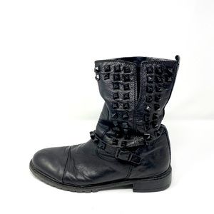 Zara Studded Black Leather Boots